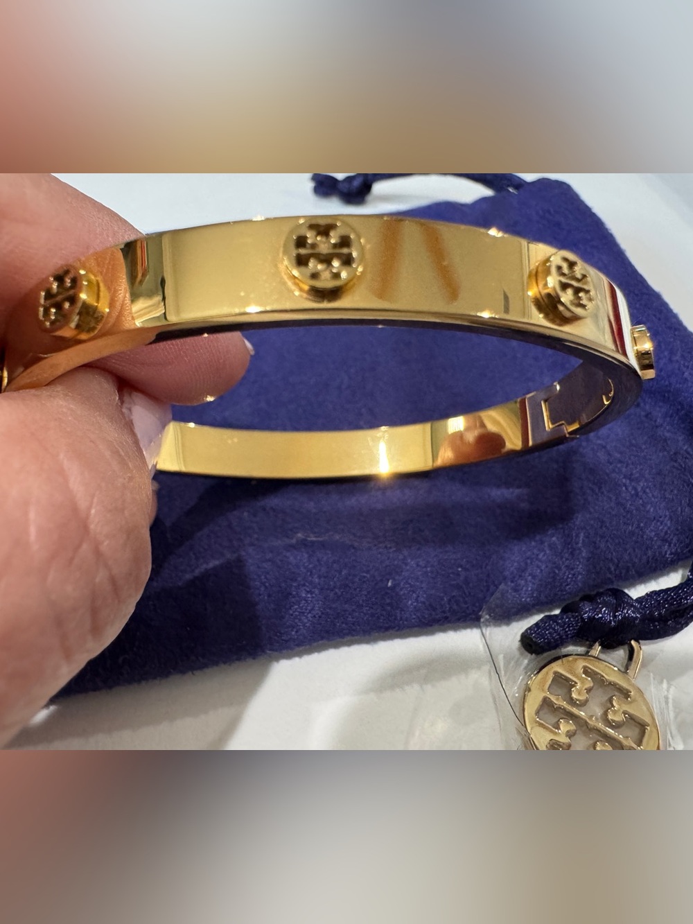 Tory Burch Gold-Plated Logo Hardware Bangle